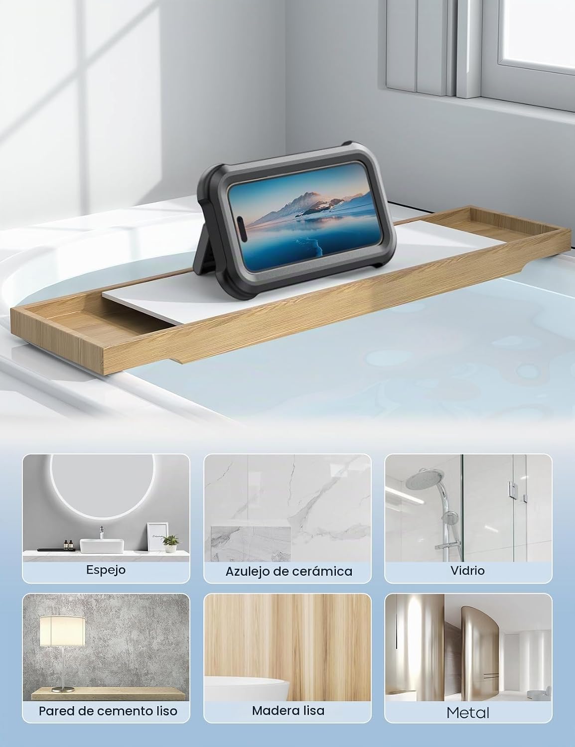 Lamicall Soporte impermeable para teléfono de ducha, accesorios de...
