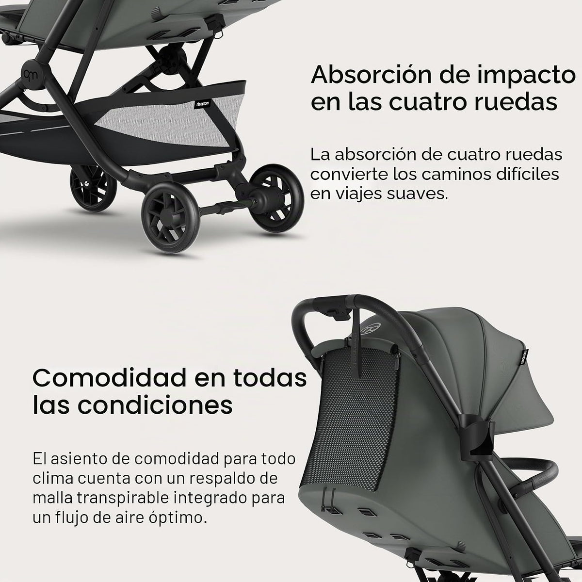 Mompush Velo - Cochecito de viaje compacto plegable con una sola ma...