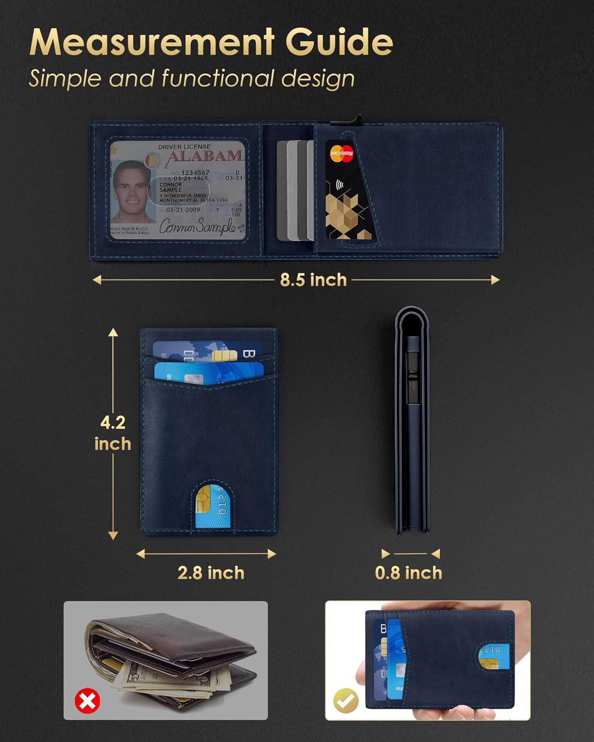 QLD Cartera minimalista para hombres \u2013 Funda delgada de alumin...