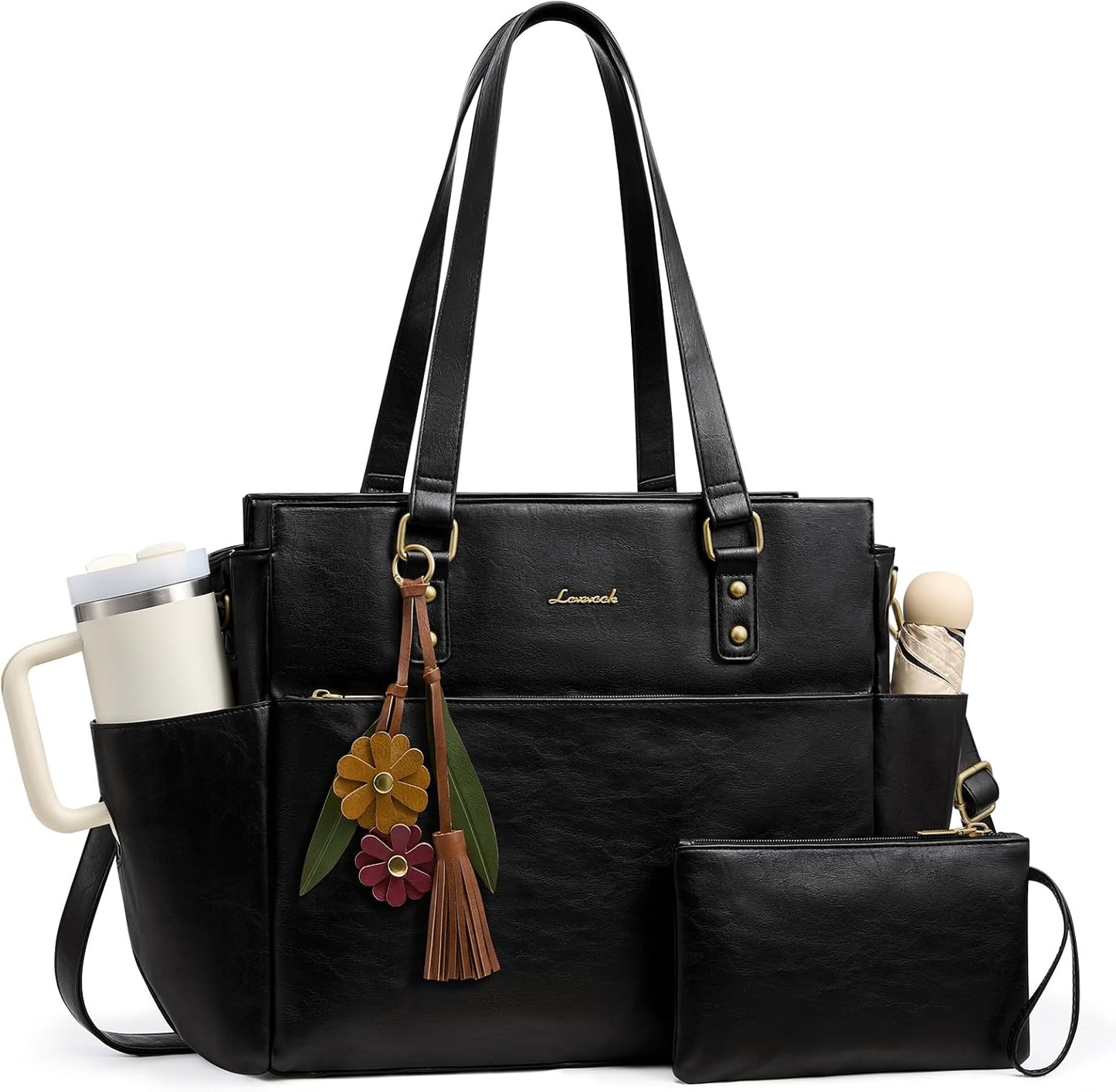 LOVEVOOK Laptop Tote Bag for Women, Vintage Work Teacher Bag with C...