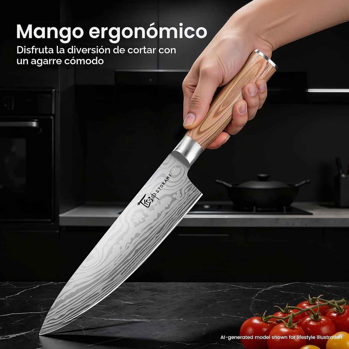 SYOKAMI 2026 - Juego de cuchillos de cocina japoneses con bloque es...