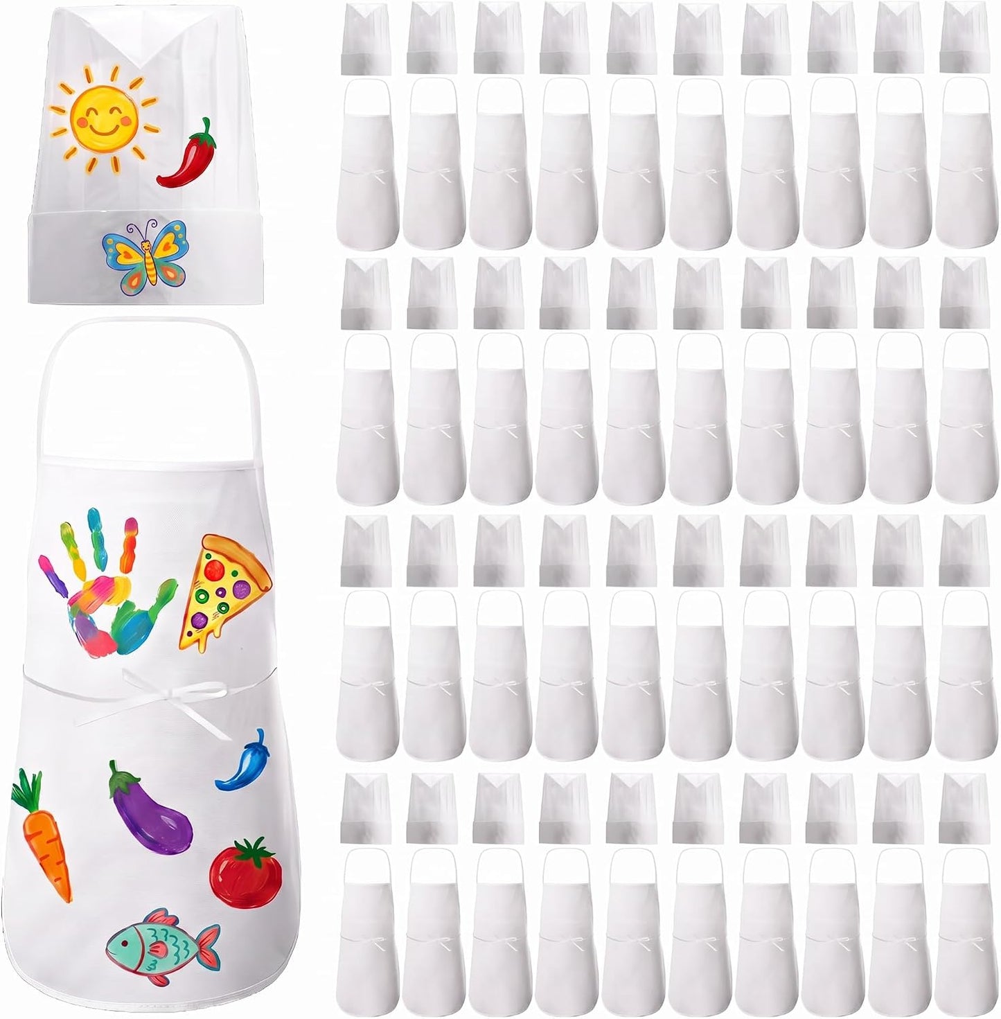 JaGely Juego de sombrero y delantal de chef para niños de 60 piezas...