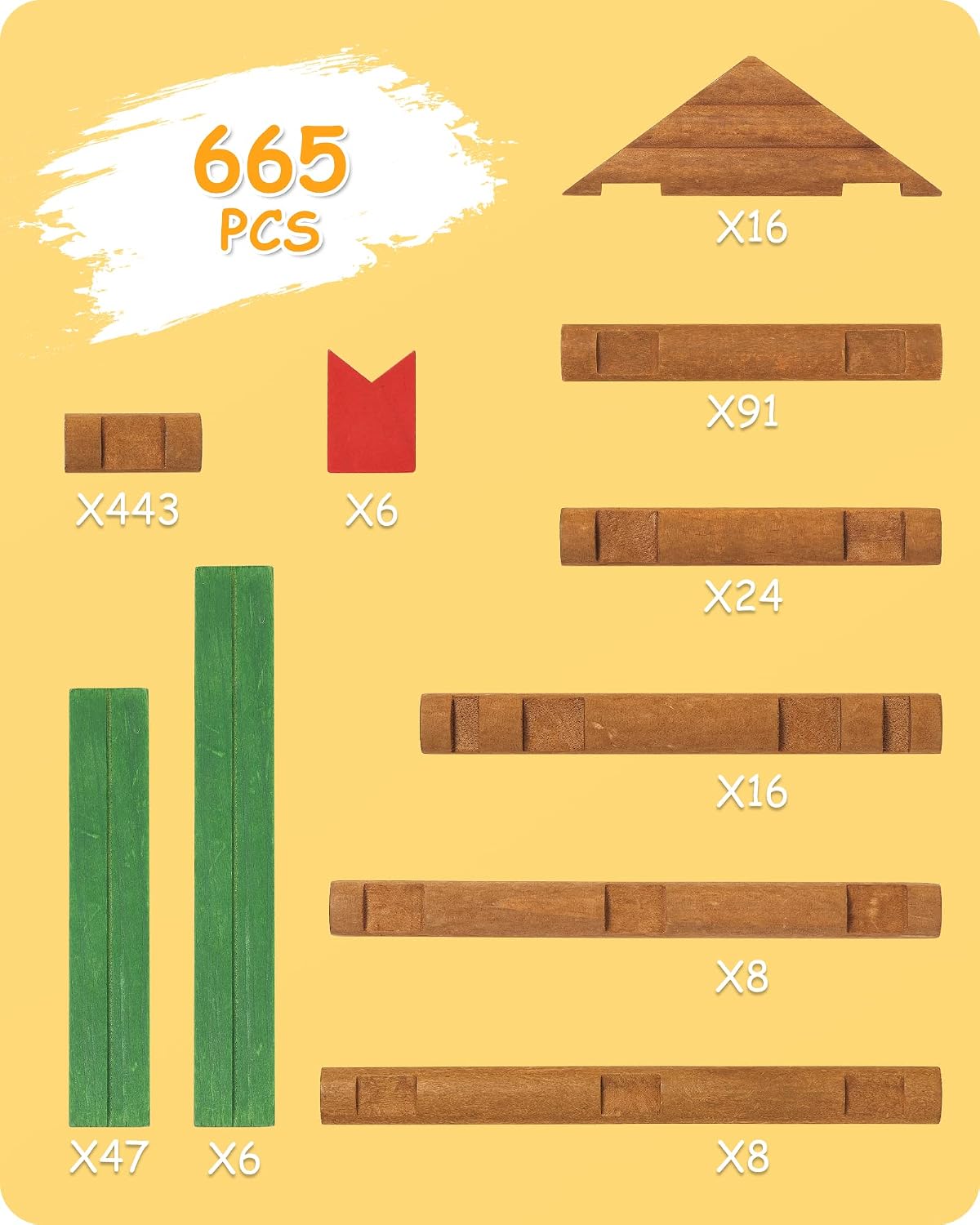 SainSmart Jr. Juego de 665 piezas de cabaña de troncos de madera pa...