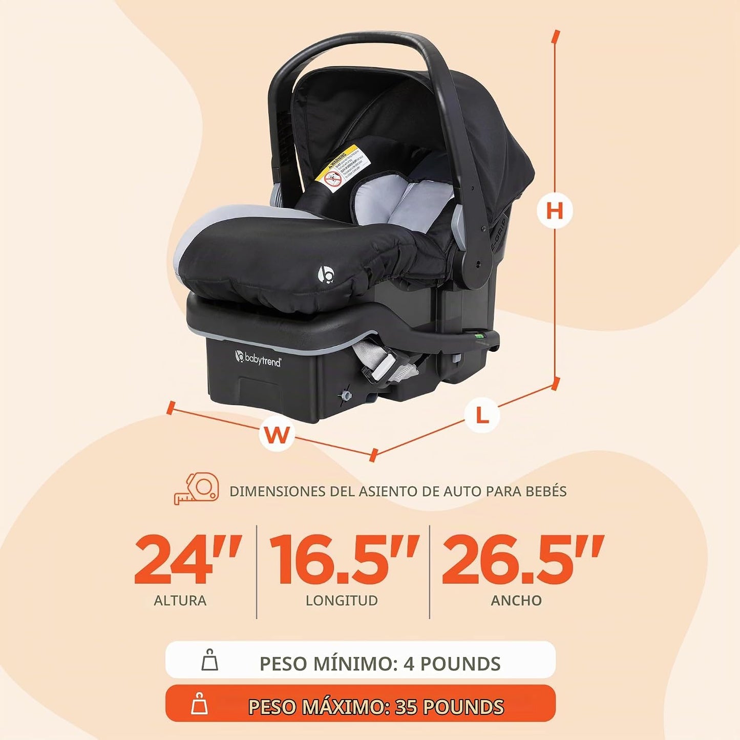 Baby Trend EZ Lift 35 Plus Asiento de coche infantil ergonómico, li...