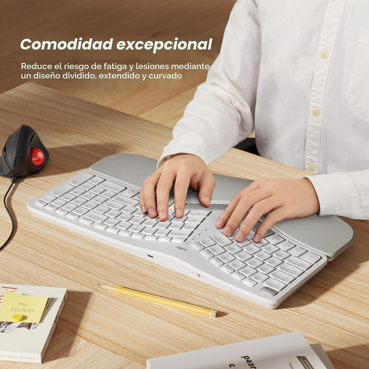 Teclado Ergonómico Inalámbrico Nulea RT05, Teclado Dividido con Rep...