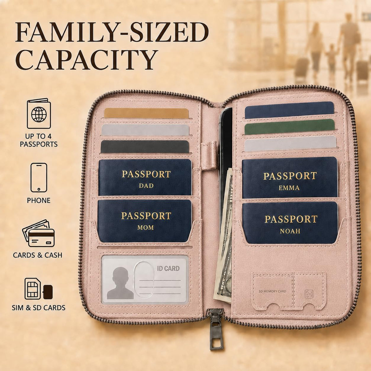 Soporte para pasaporte familiar para viajes, cartera de pasaporte c...