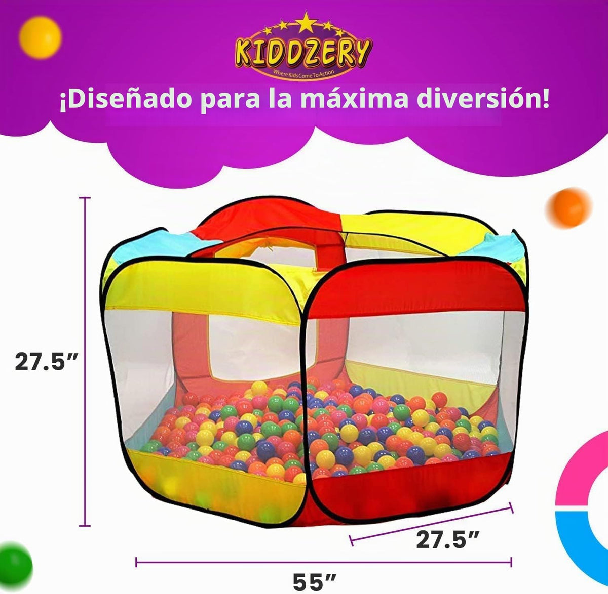 Piscina de pelotas para niños, carpa grande desplegable para niños...
