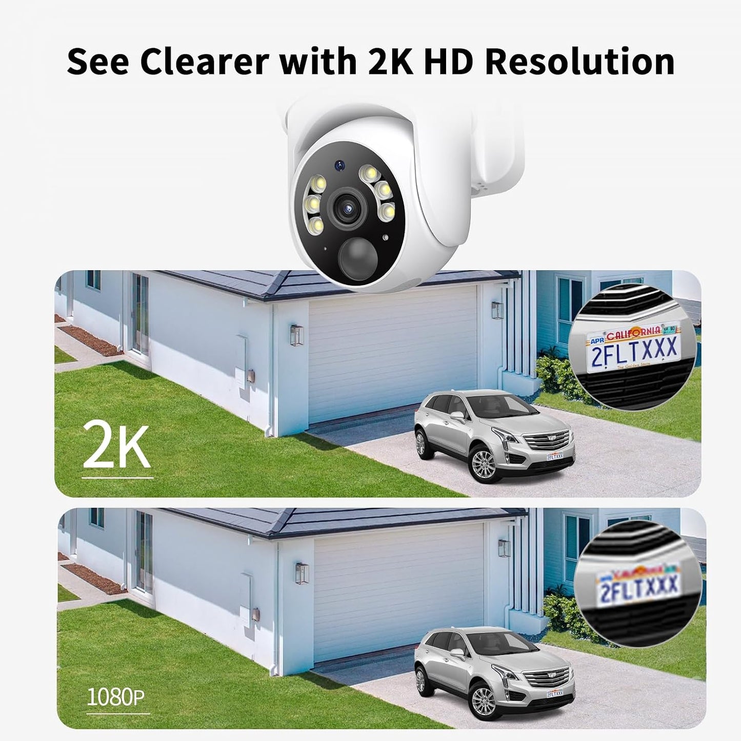 SEHMUA - Cámaras de seguridad solares 2K para exteriores, inalámbri...