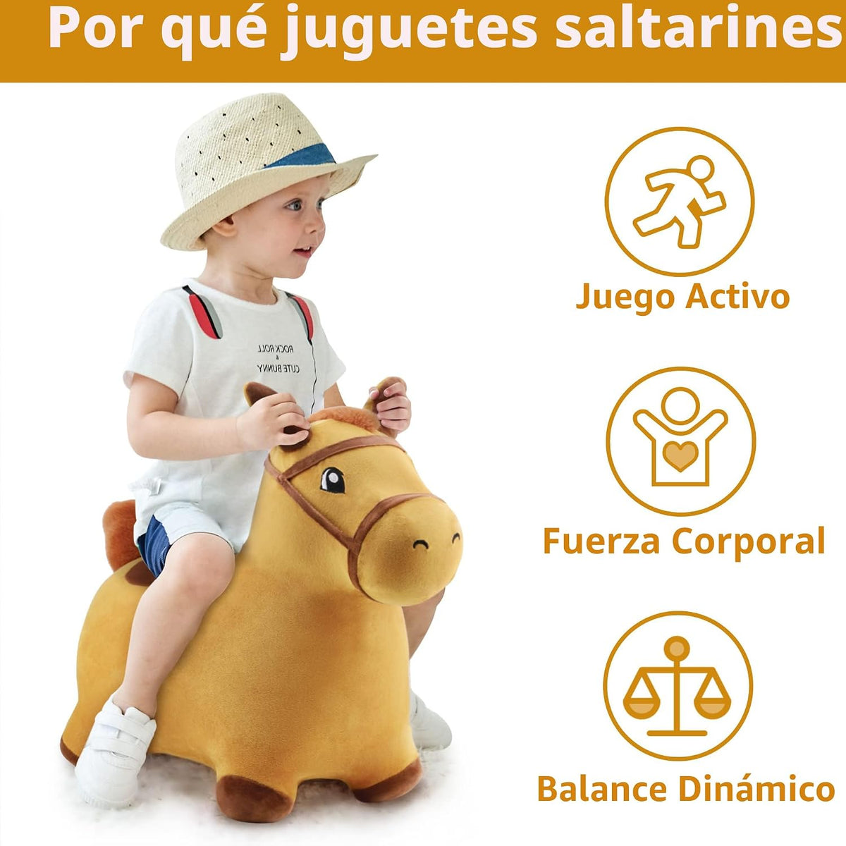 Caballo saltarín iPlay, iLearn, caballo de juguete de felpa cubiert...