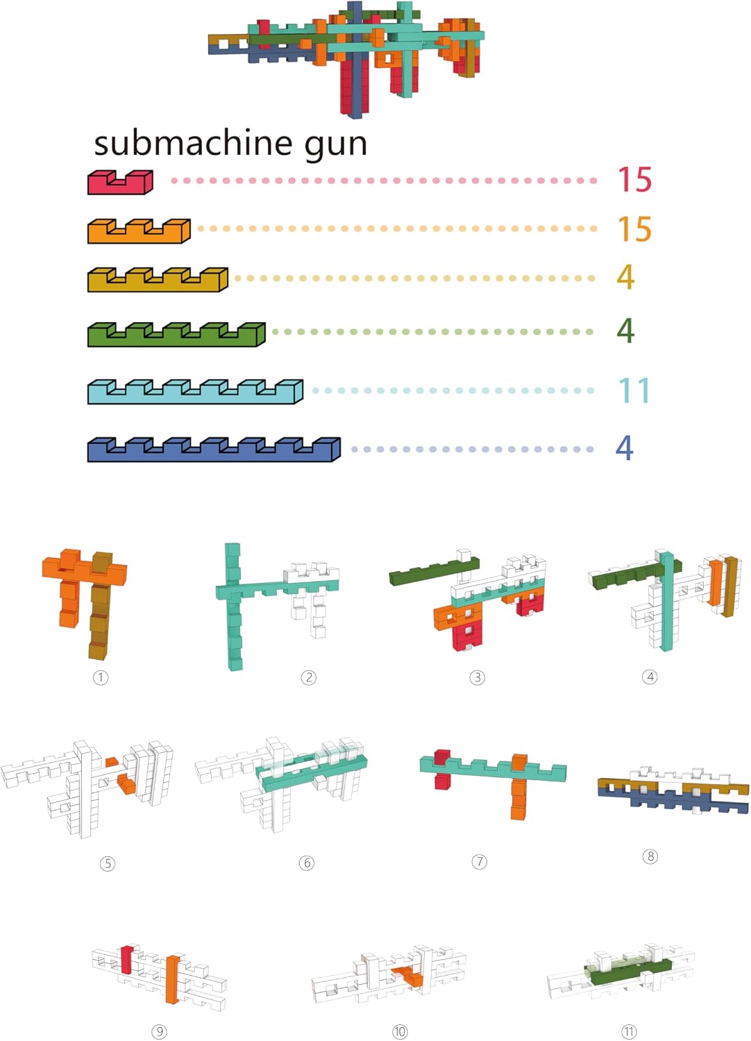GLCforever Bloques de construcción de madera STEM, estilo pistola d...