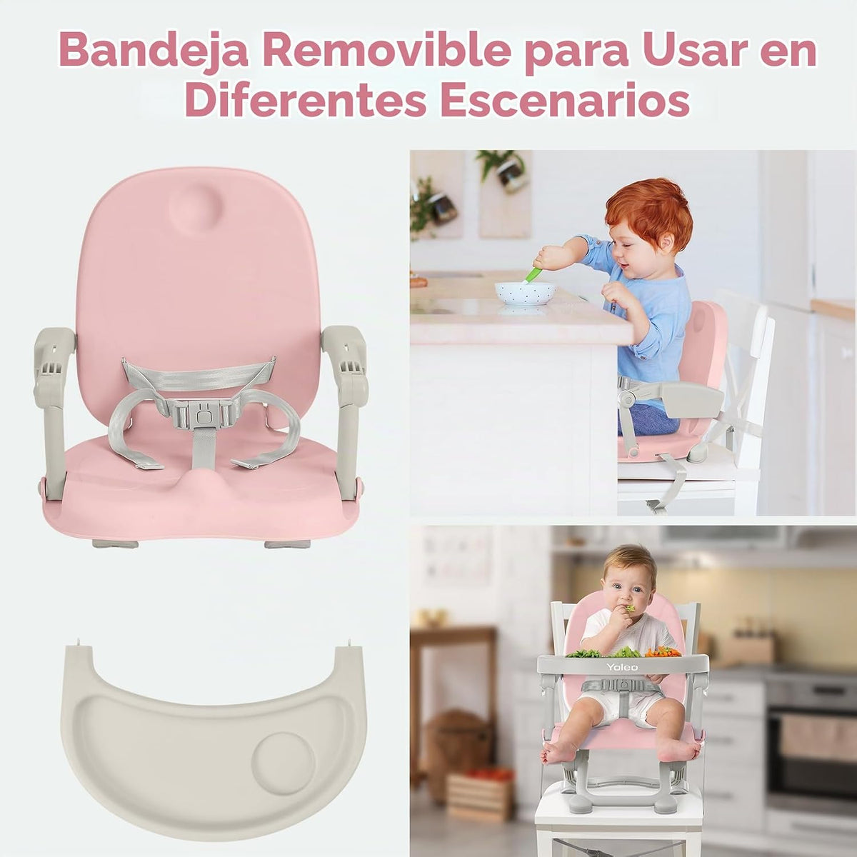 YOLEO Silla alta para bebé, asiento elevador para mesa de comedor,...