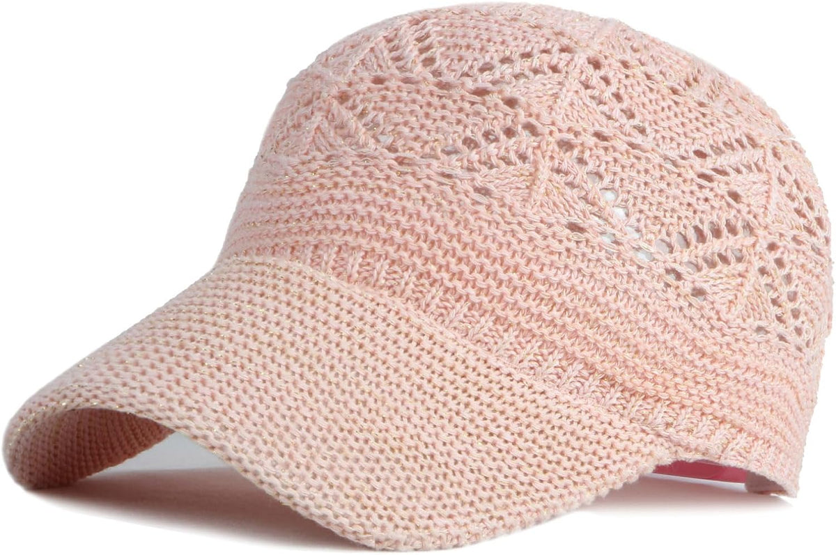 FASHIXD Gorra de béisbol de malla tejida para mujer, de hilo de ver...