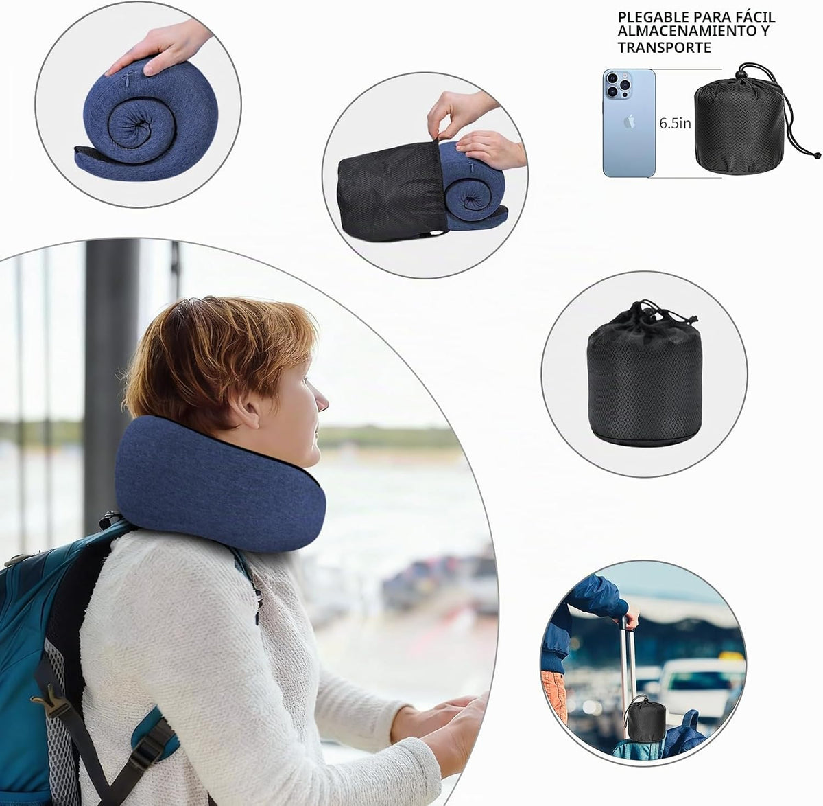 Dujuanus Almohadas de viaje para el cuello para aviones, almohada c...