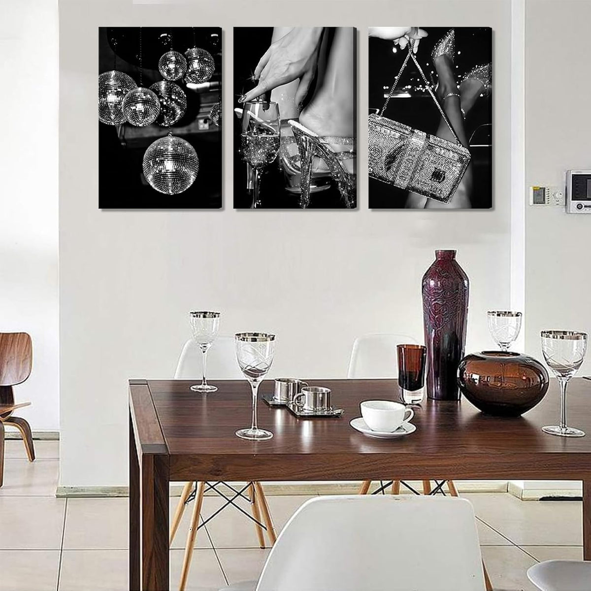 3 piezas de moda en blanco y negro para mujer, arte de pared de luj...