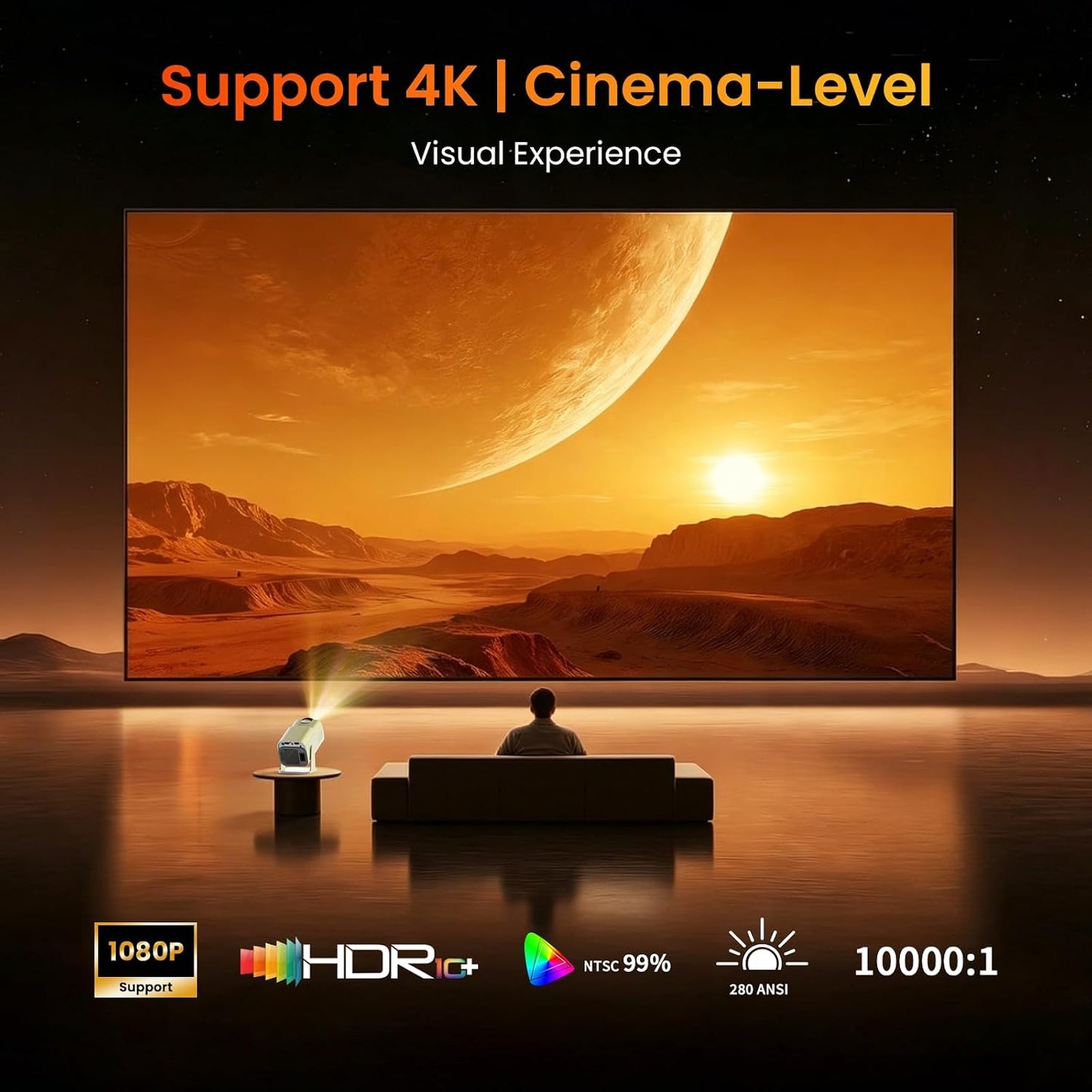 Mini proyector con WiFi y soporte Bluetooth 4K 1080P FHD 2026 Proye...
