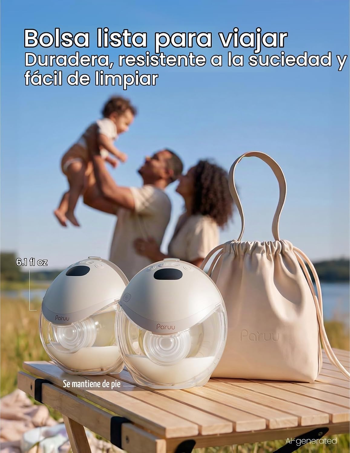 Paruu P21 Extractor de leche portátil con diseño de brida de boca d...