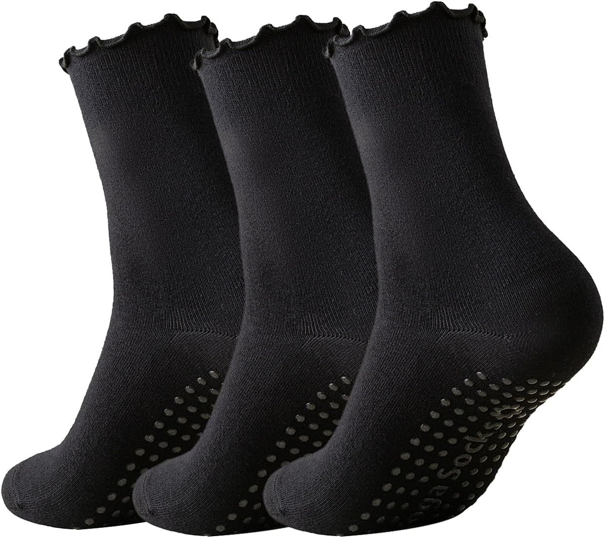 Ceoon 3 pares de calcetines de pilates con empuñaduras antideslizan...