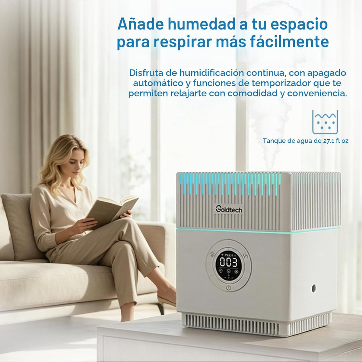 Goldtech Combo de purificador de aire y humidificador para dormitor...