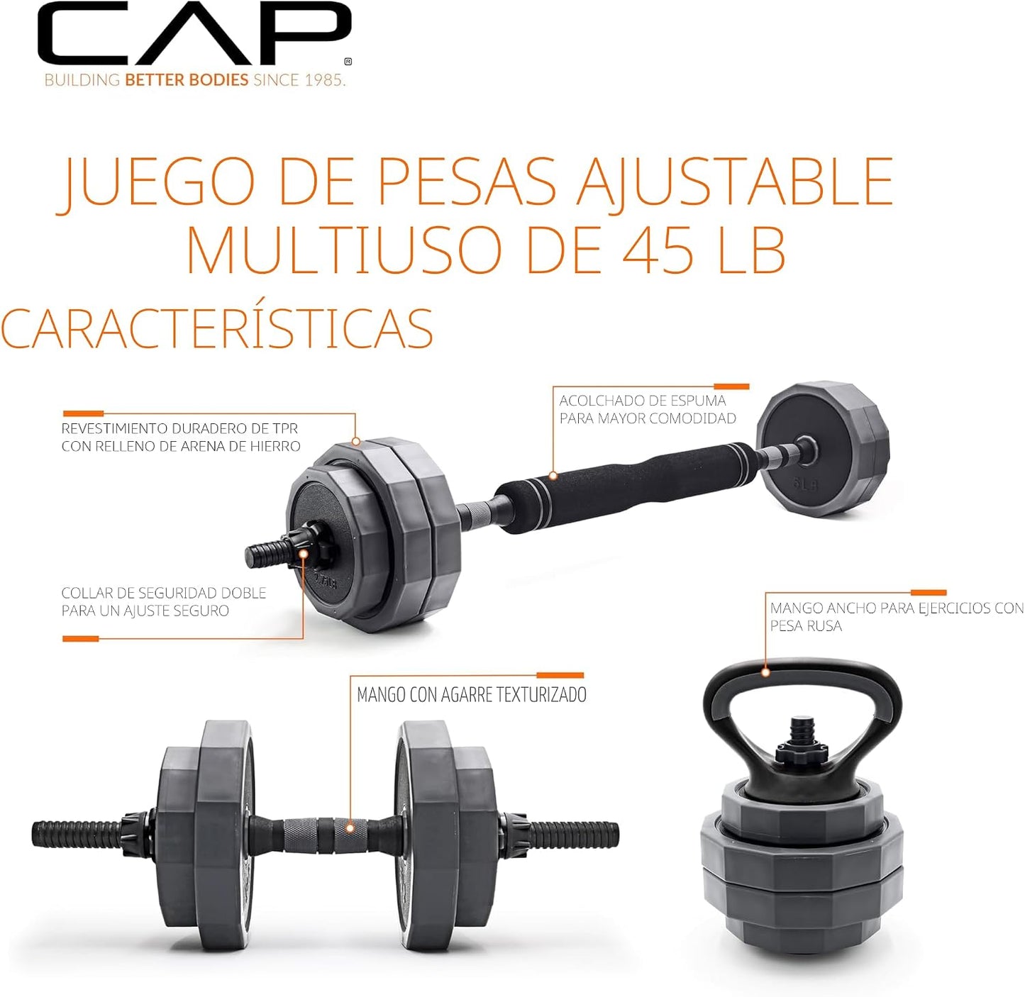 CAP Barbell Juego de Pesas Ajustables Multiusos - Mancuerna Versáti...