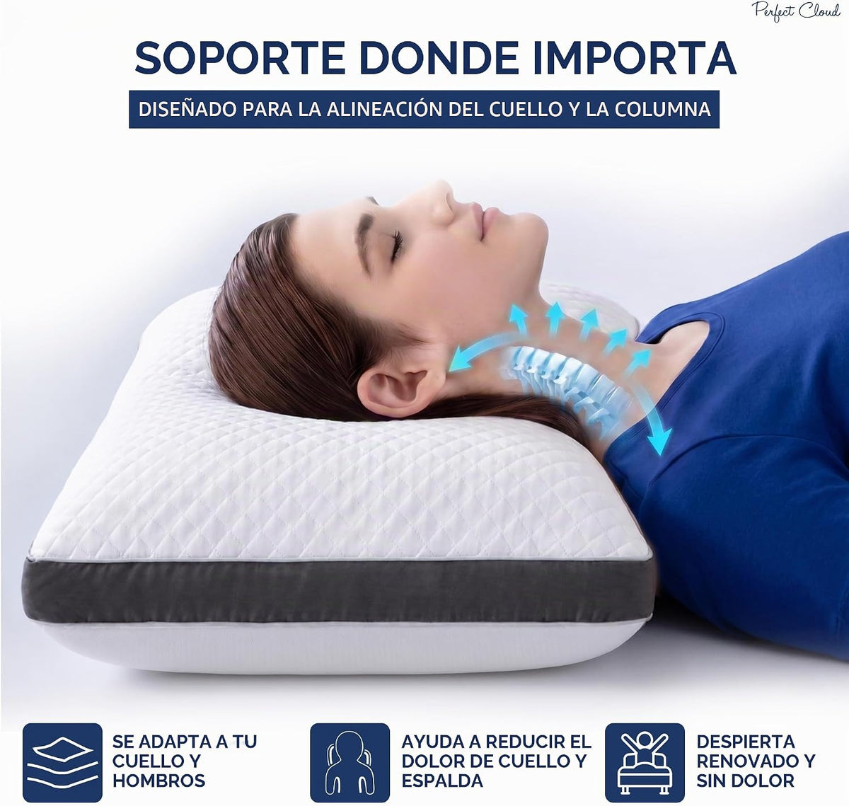 Perfect Cloud Almohada de espuma viscoelástica, diseño refrescante,...
