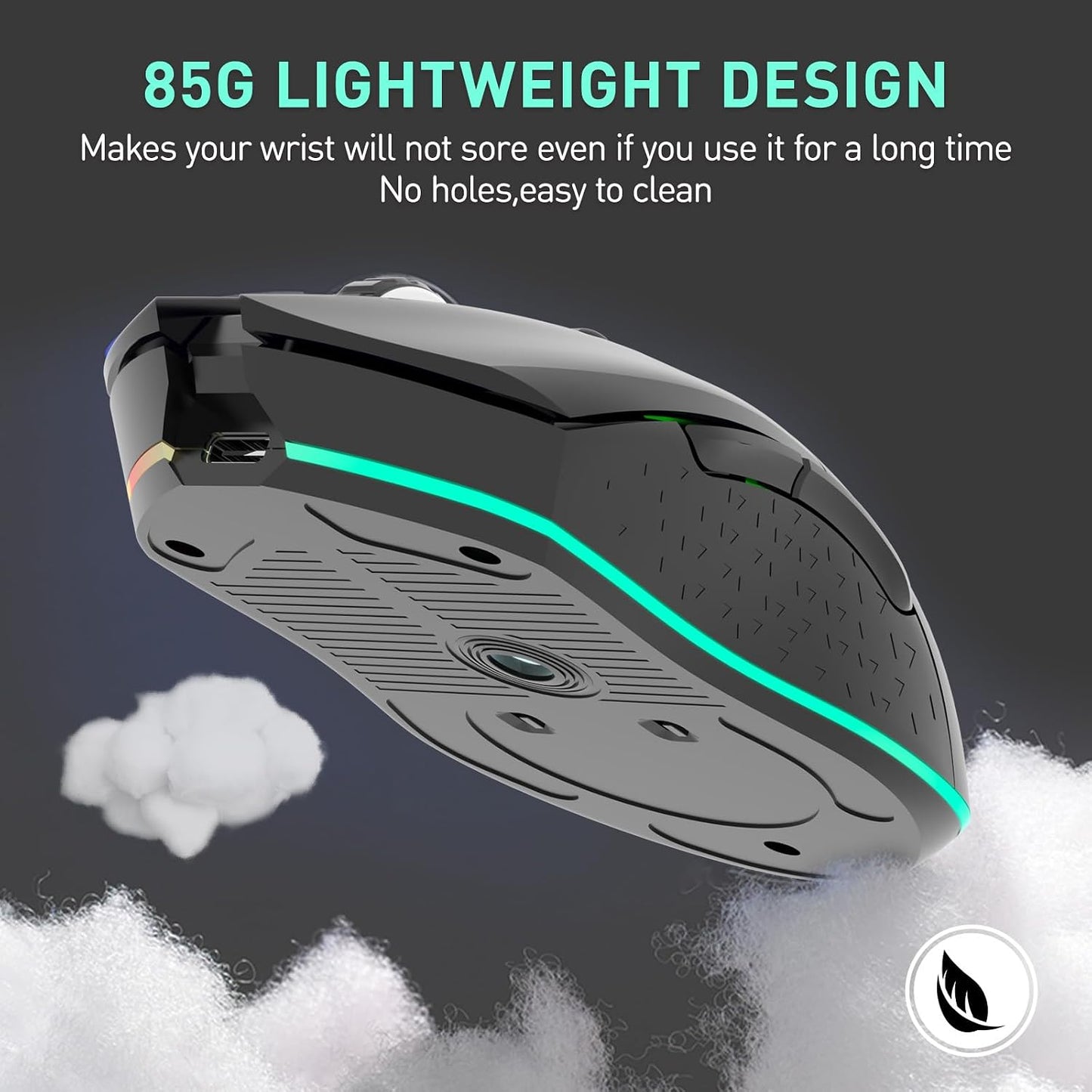 DAREU EM901X - Mouse inalámbrico para juegos con base de carga RGB...