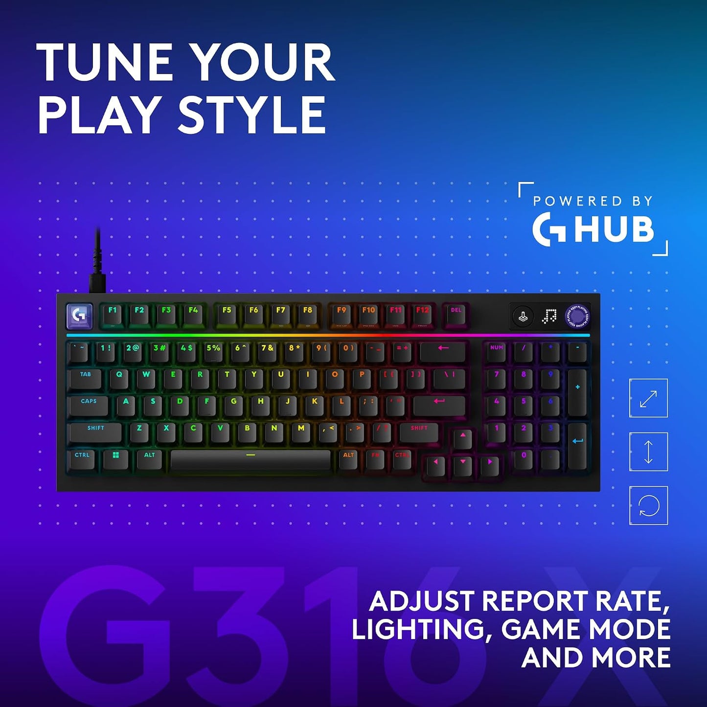 Logitech G Teclado para juegos de 316 x 98, velocidad de informe de...