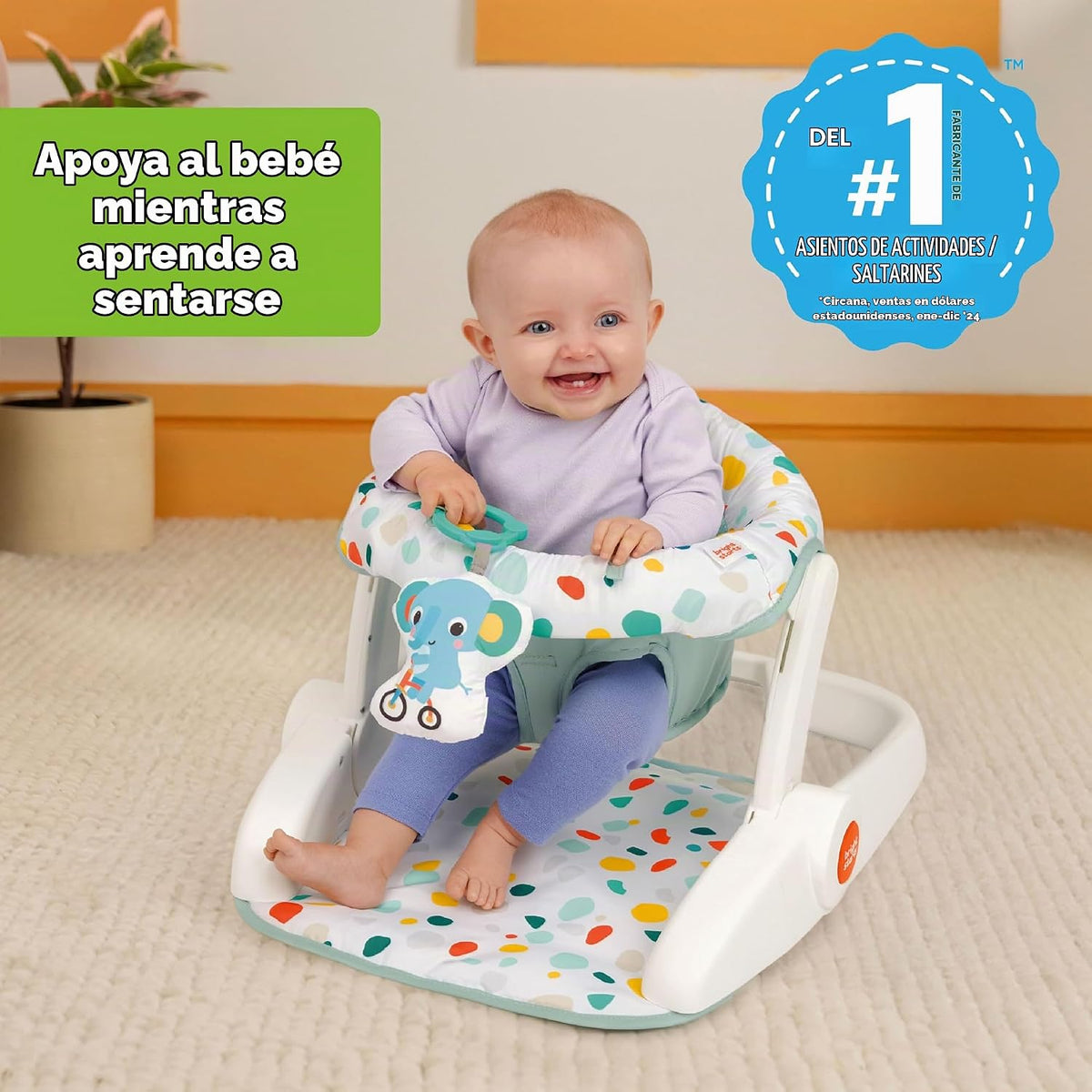 Bright Starts Asiento de piso para aprender a sentarse, 2 posicione...