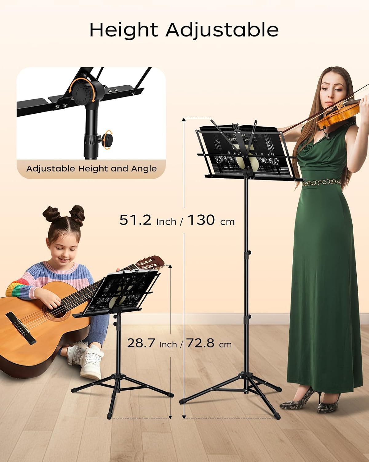 K KASONIC Soporte de música, 2 en 1 de doble uso, plegable para par...