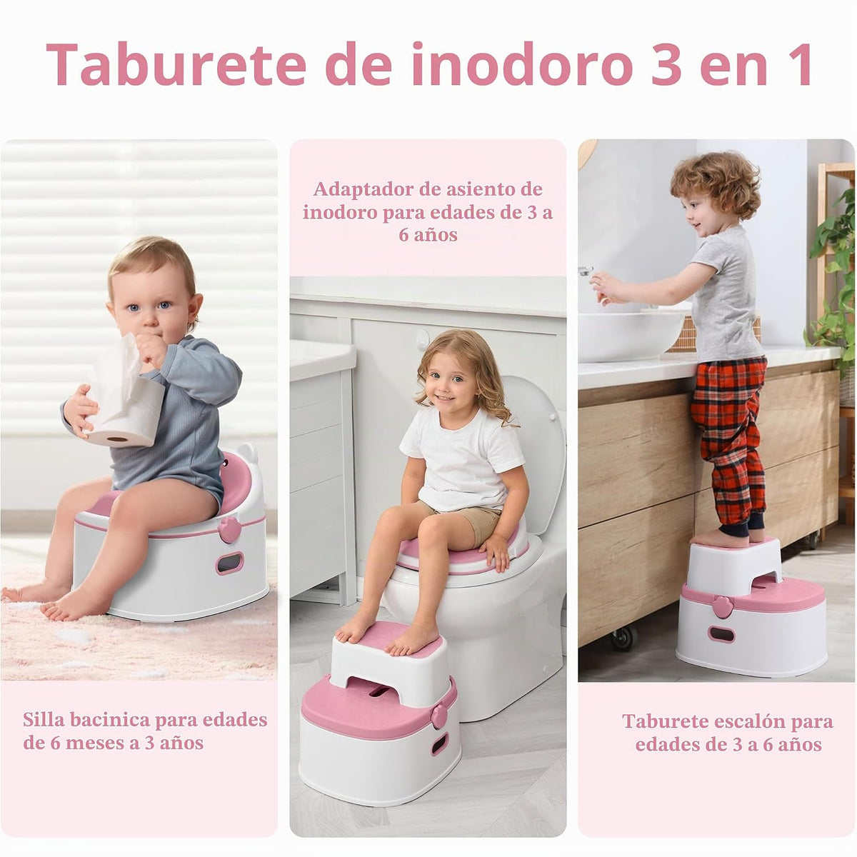 Inodoro de entrenamiento 3 en 1, orinal portátil, asiento de entren...