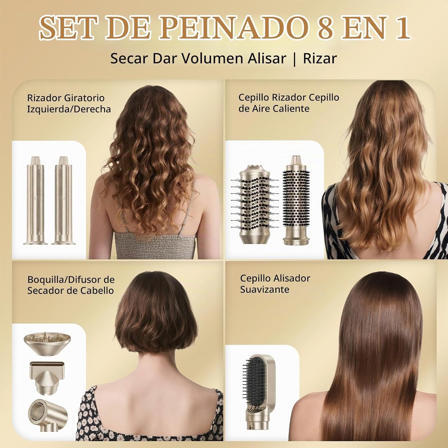 DORISILK Peinado y secador de pelo 8 en 1, cepillo secador de pelo,...