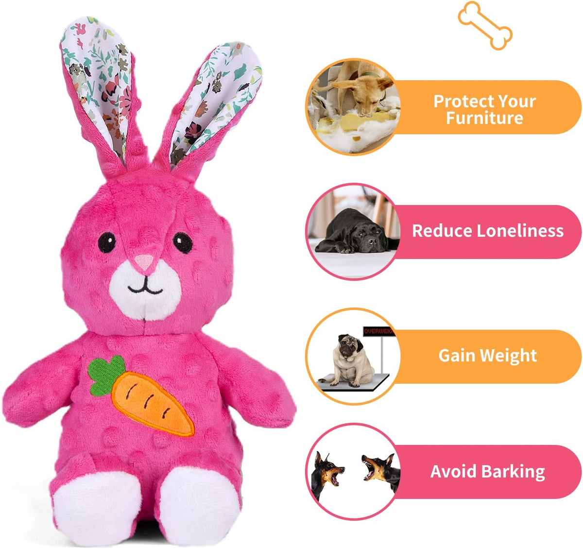 DODODOLA Juguetes de peluche duraderos para perros con papel arruga...