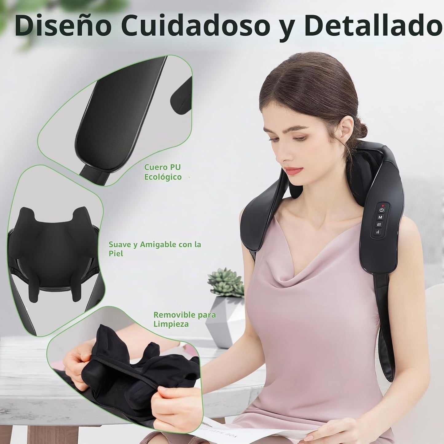 MASGRE Almohada Masajeadora Shiatsu para Cuello y Espalda con Calor...