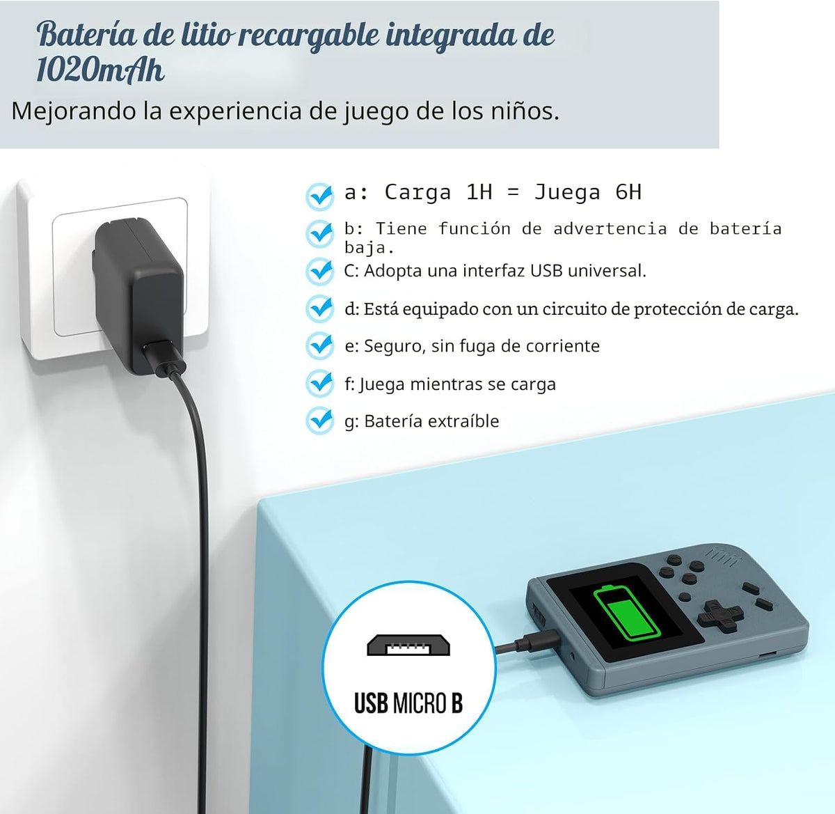 Mini consola de juegos portátil para niños, reproductor de videojue...