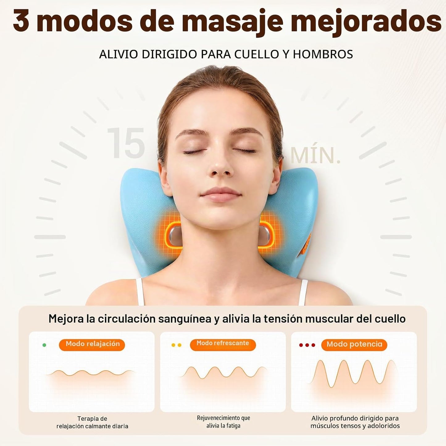 Masajeador de cuello inalámbrico con calor para aliviar el dolor de...