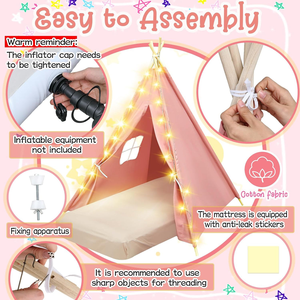 Lemosae - Paquete de 2 tiendas de campaña para niños, tipi, para fi...
