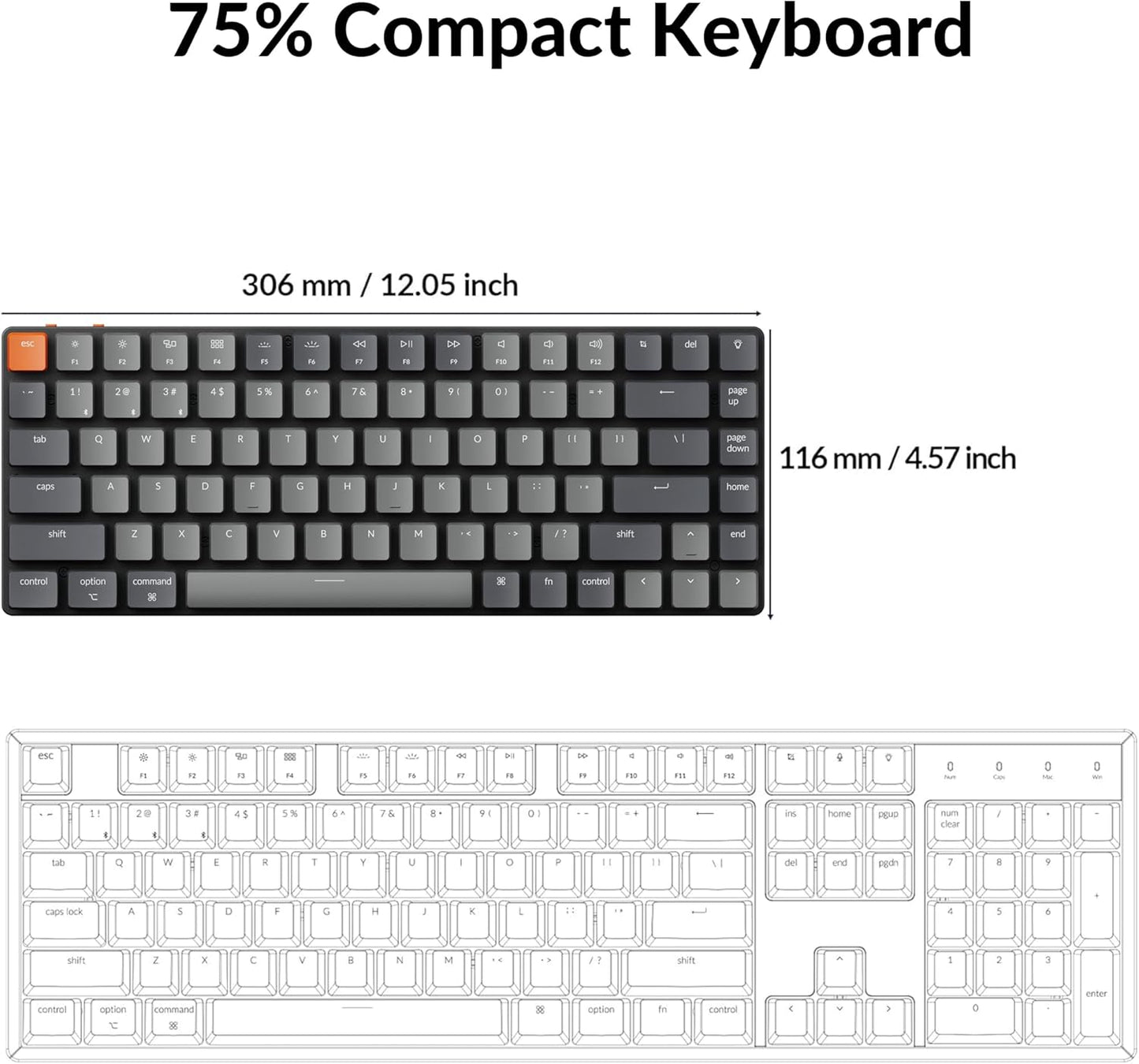 Keychron K3 Versión 2, Teclado mecánico inalámbrico Bluetooth\/USB...