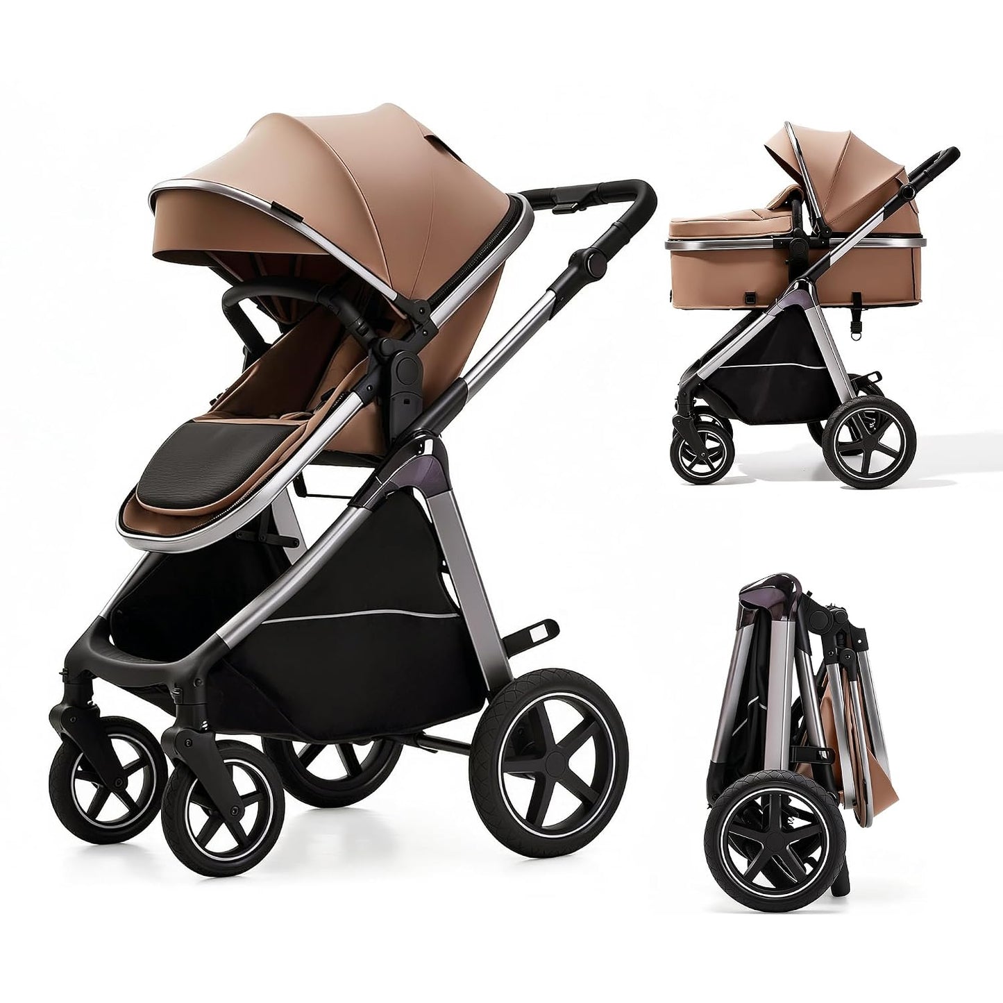 Cochecito de bebé convertible 2 en 1, asiento reclinable reversible...