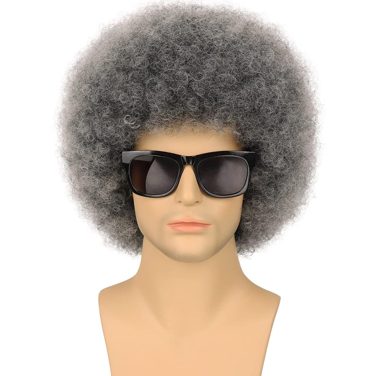 G&amp;T Wig Pelucas afro grises para hombres y mujeres, sin pegamen...