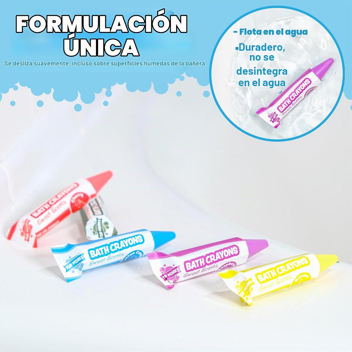 Tub Works® Crayones de baño con aromas dulces Smooth™, juguete de b...