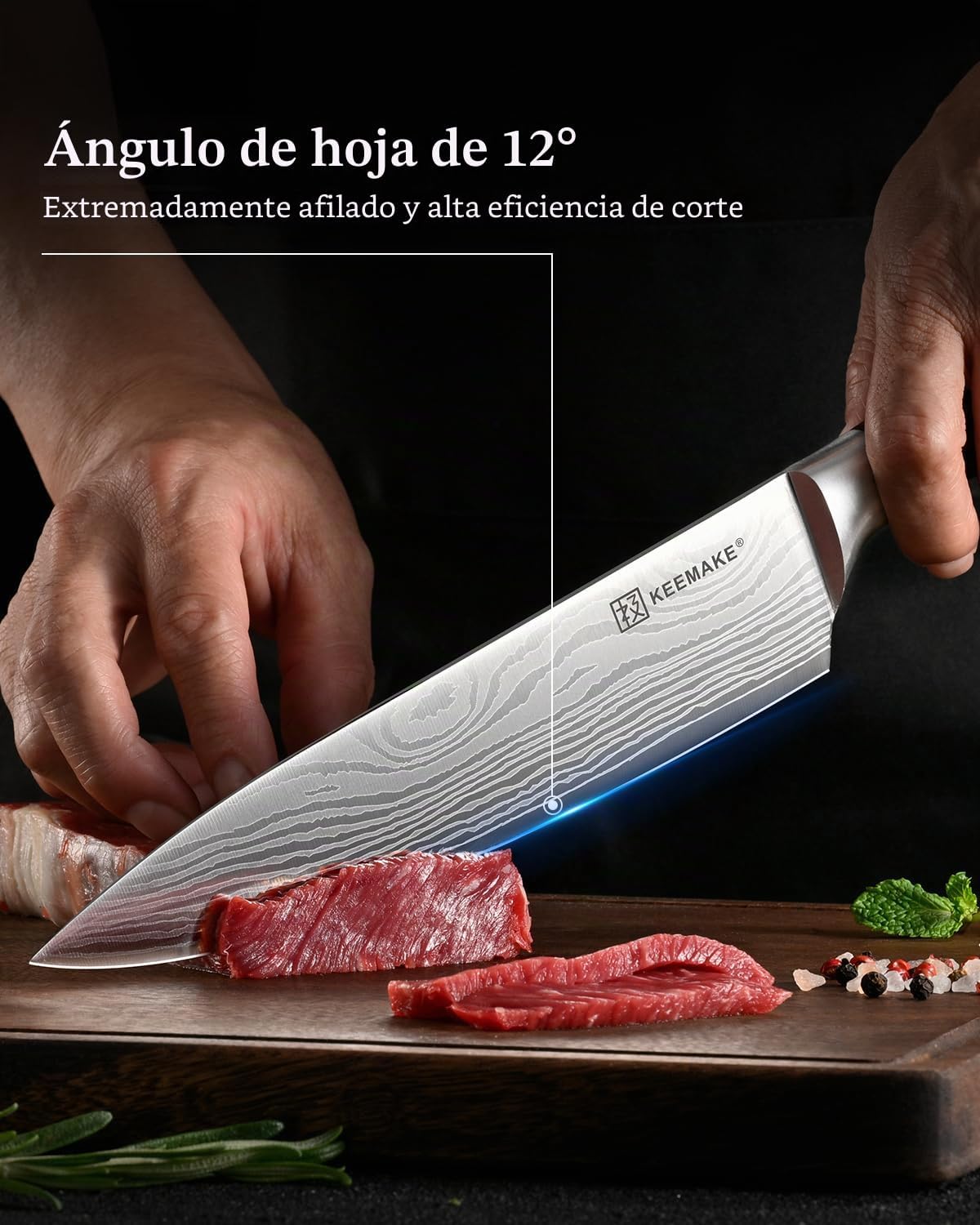 KEEMAKE Juego de cuchillos de cocina, 3 piezas de cuchillos de chef...