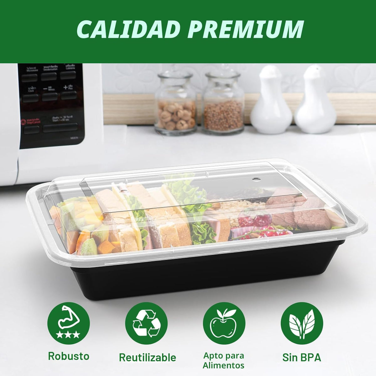 Dealusy - Recipientes con tapa reutilizables de 28 onzas para alime...