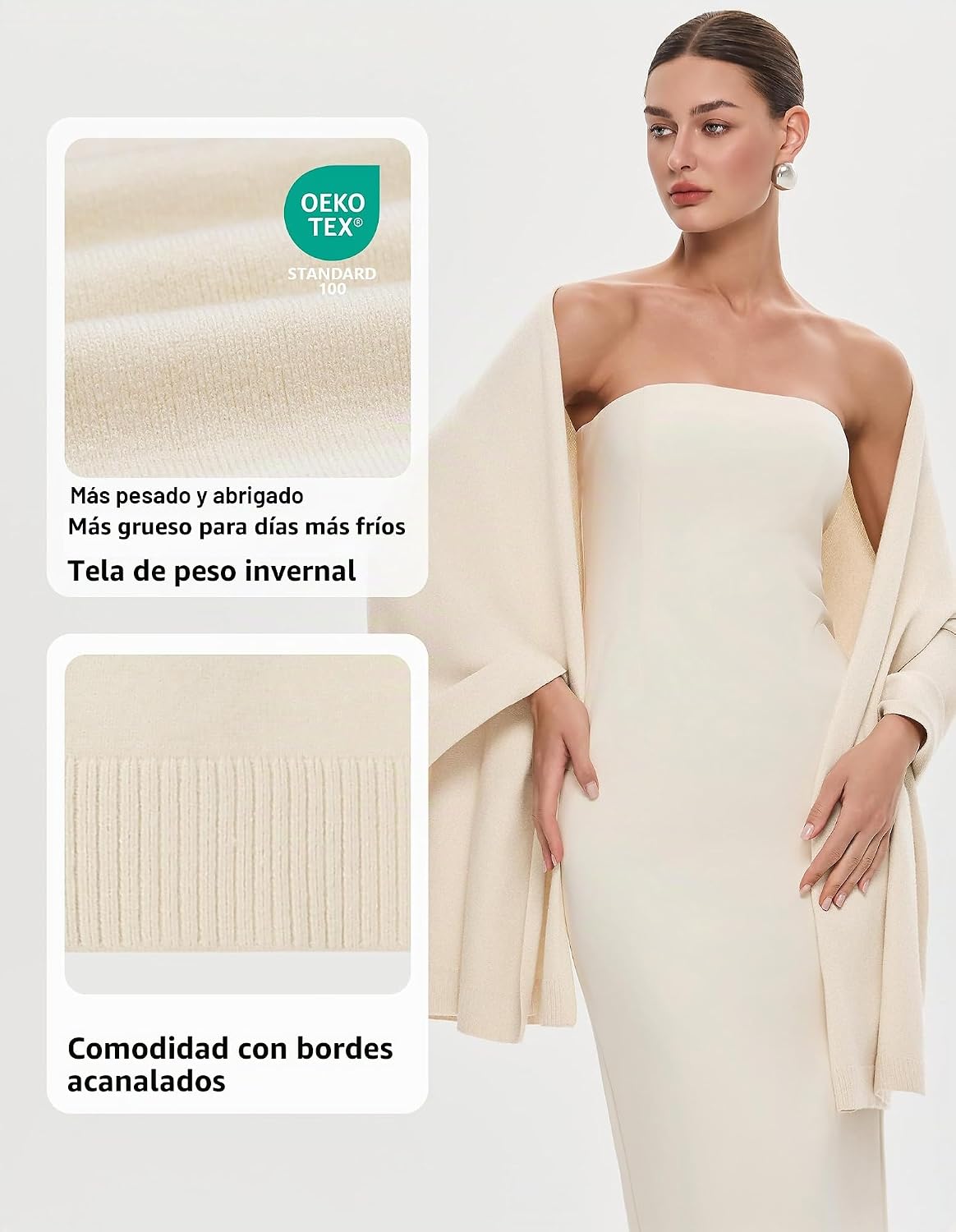 PULI Bufanda y chal tipo pashmina para mujer, accesorio para vestid...
