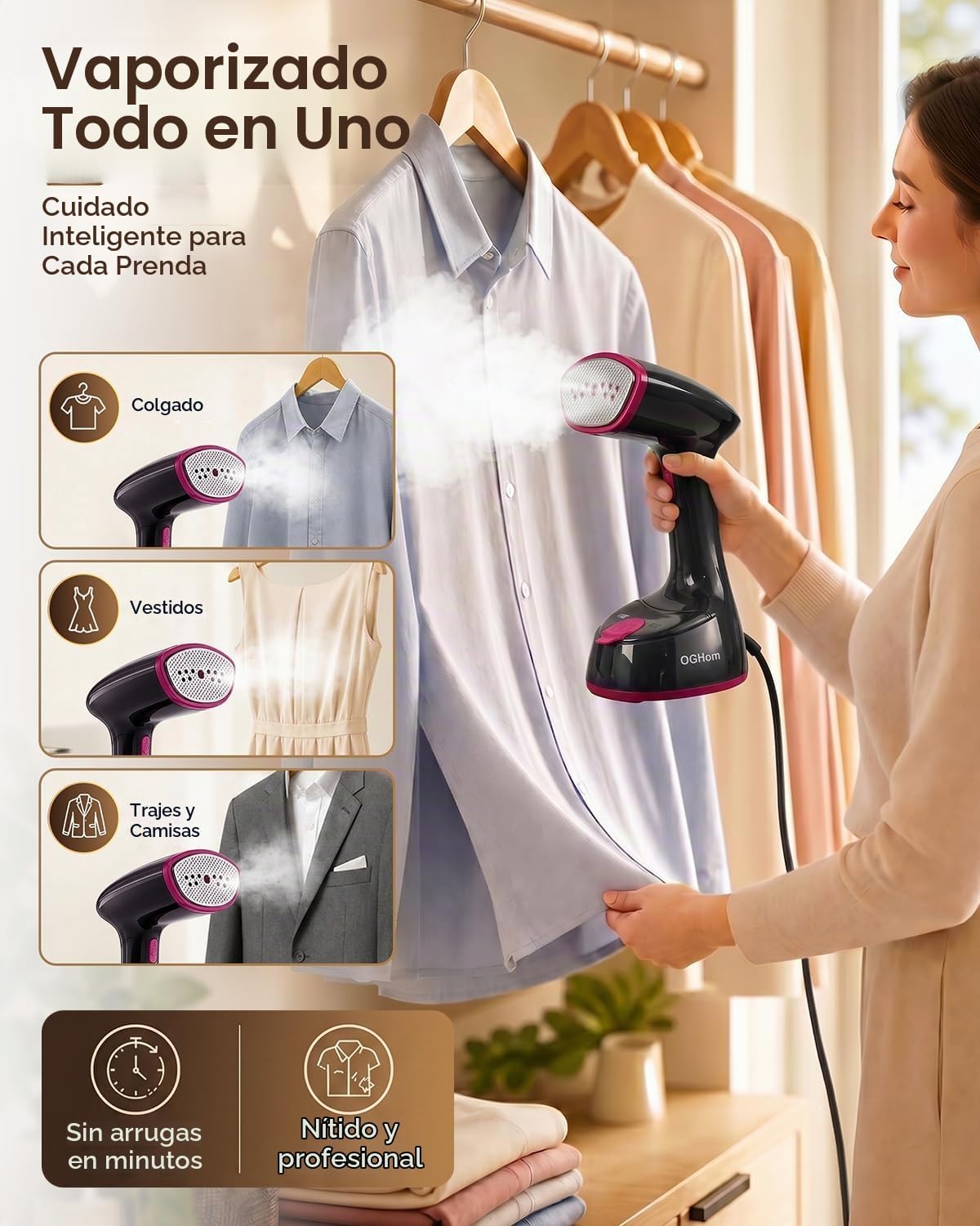 Vaporizador para ropa, vaporizador de ropa de mano para prendas, ca...