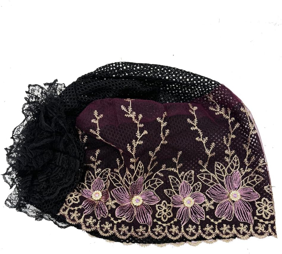 2 unids Floral Bordado Turbante Cap para Mujer Musulmana Señora Env...