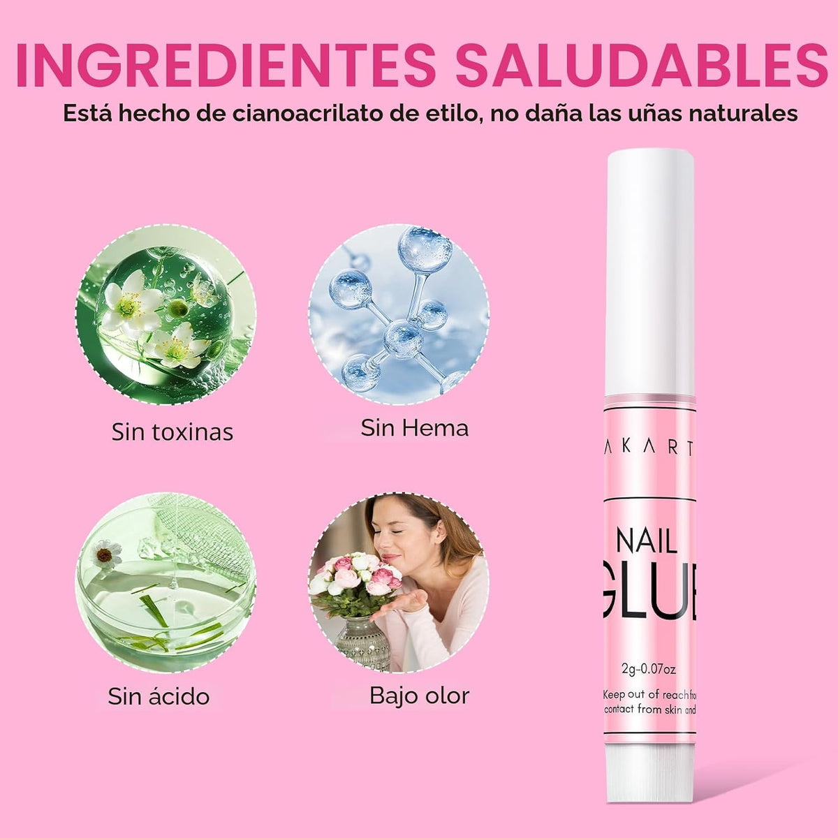 Makartt Pegamento de uñas súper fuerte para uñas acrílicas a presió...