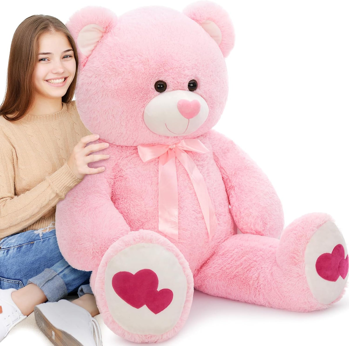 MaoGoLan Oso de peluche gigante rosa de 47 pulgadas, animal de pelu...