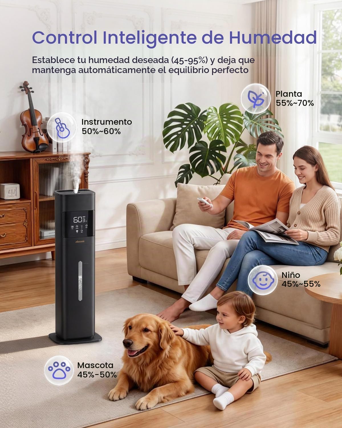 Akacozie Humidificador para habitación grande, humidificador de nie...
