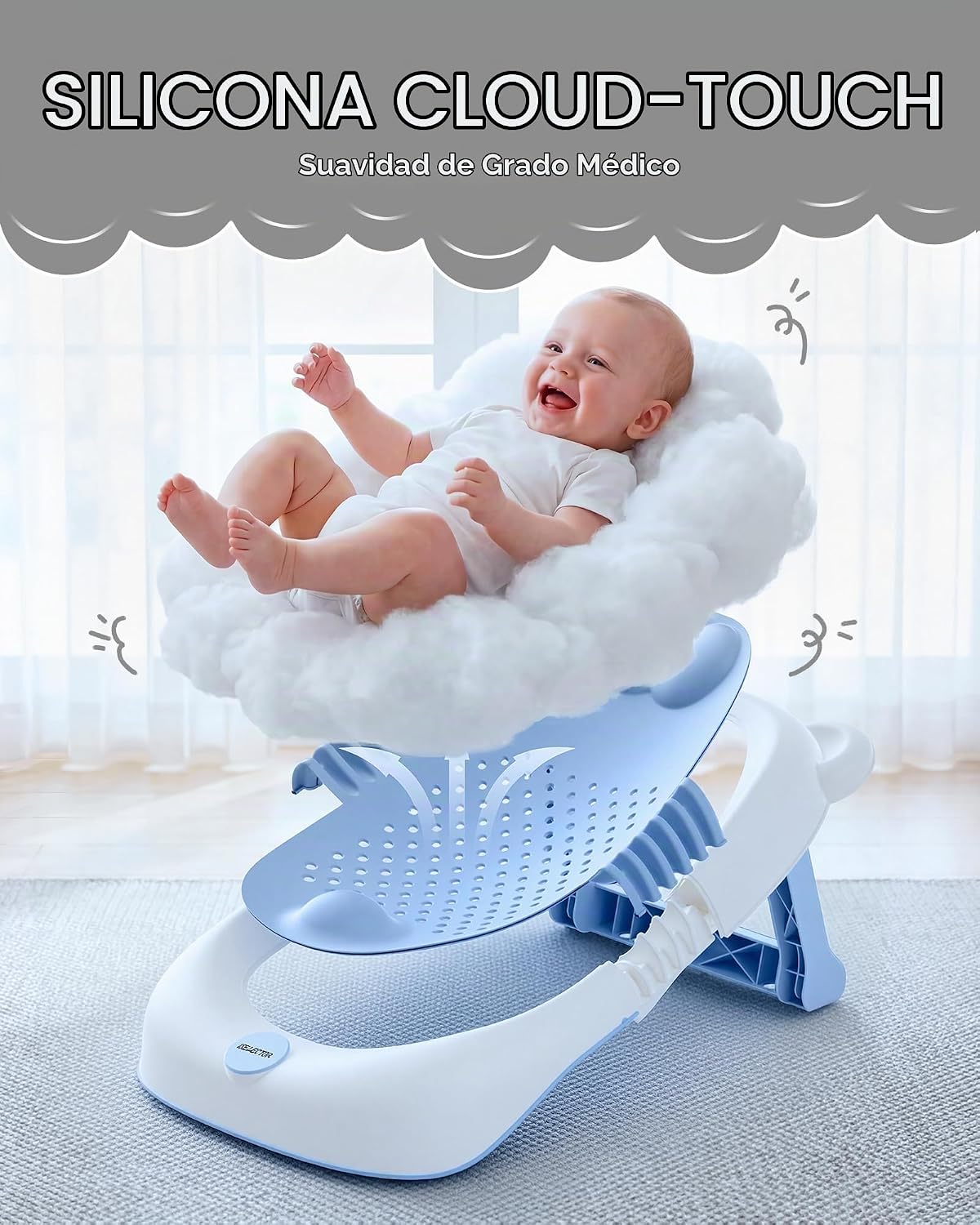 ISELECTOR Soporte de baño plegable para bebé, asiento portátil para...
