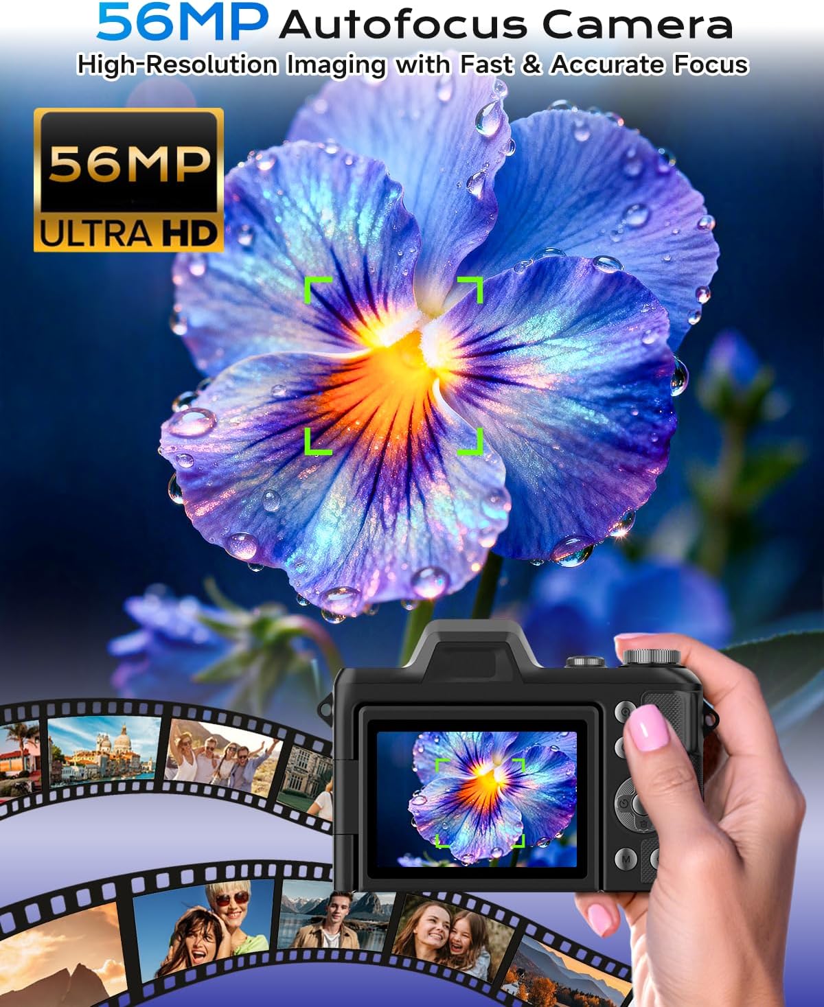 Cámara digital 4K para viajes fotográficos, cámara de vlogging de e...