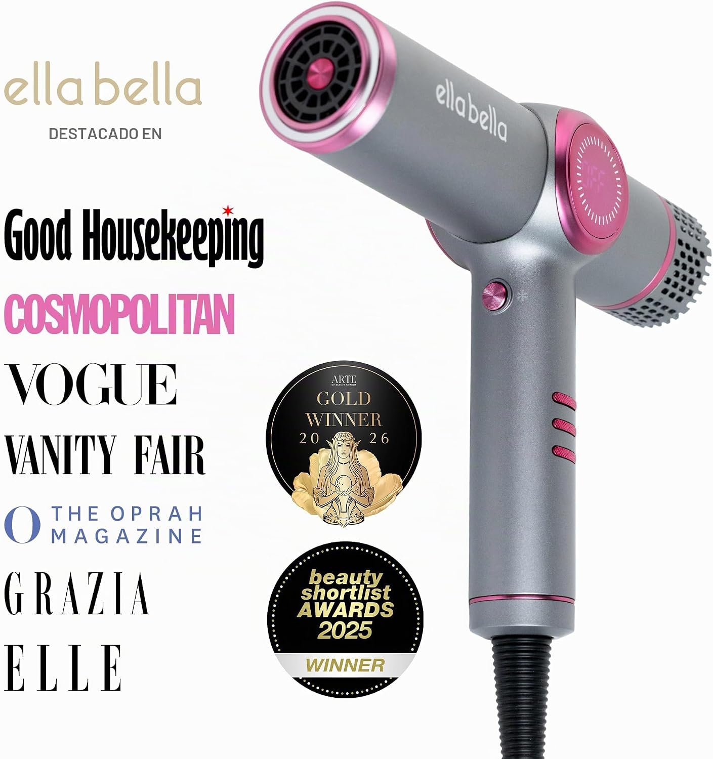 ELLA BELLA® Secador de cabello iónico con difusor - Secador de ione...
